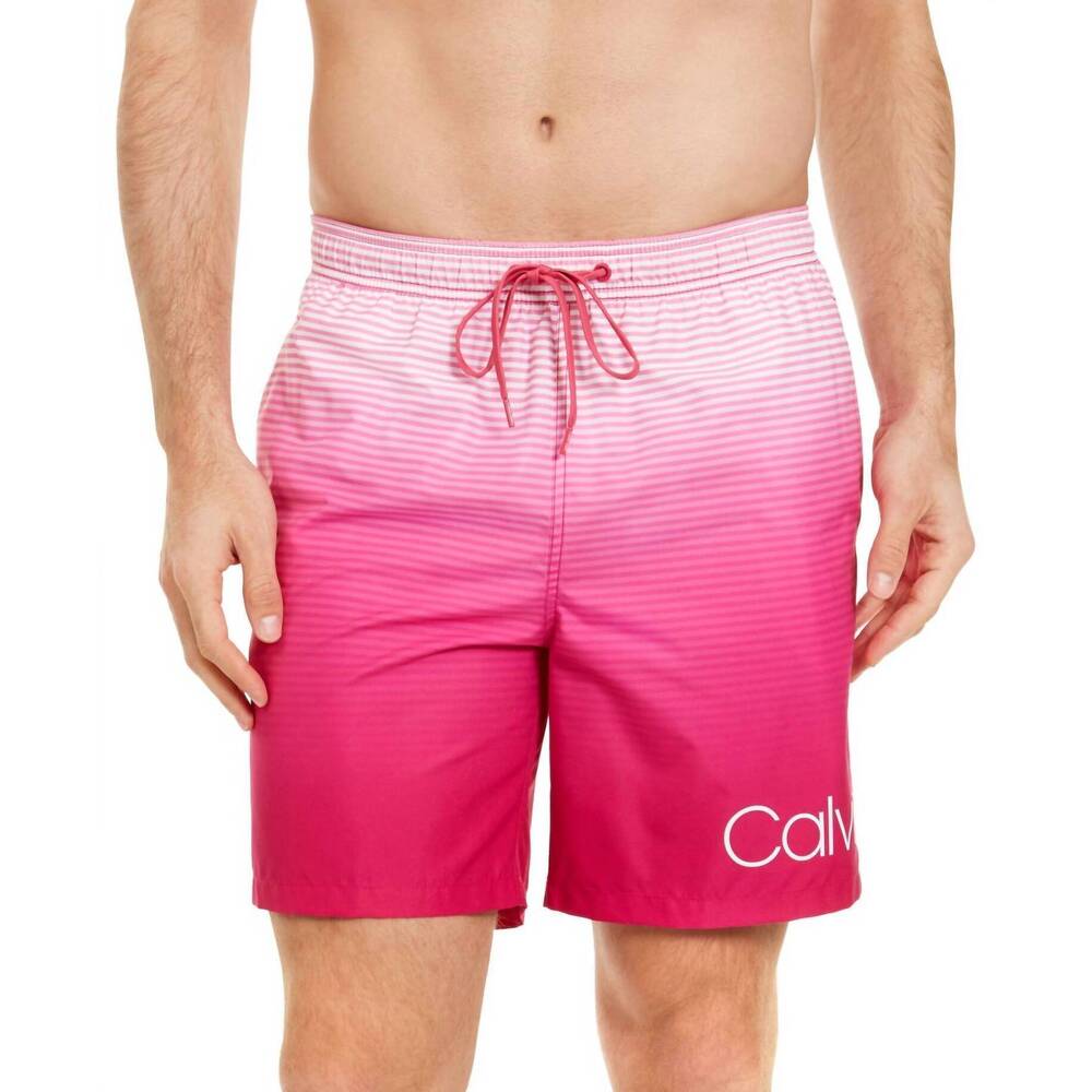 NEW CALVIN KLEIN quick dry uv 50 plus ombre stripe swim trunks in rosebud